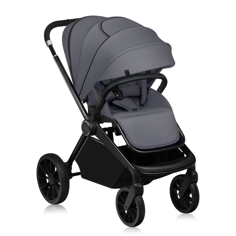 Carucior 2 in 1, Lionelo, Mika Plus, Cadru din aluminiu, Cu landou intarit si salteluta moale, Reversibil, Cu sistem de ventilatie 3D, Cu accesorii, Pana la 22 kg, Conform cu EN1888-1 EN1888-2, EN1466, Gri