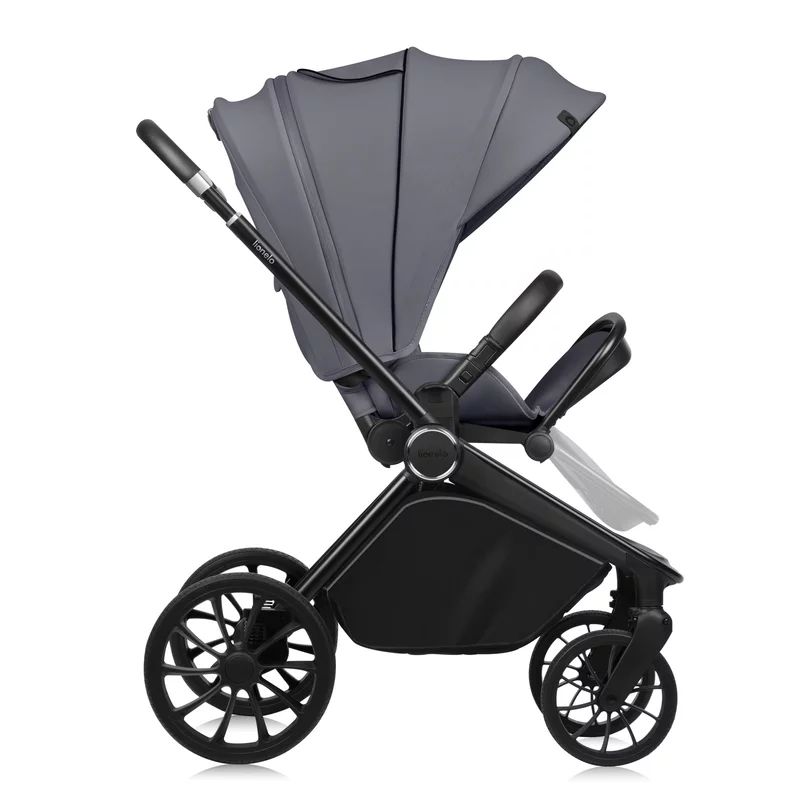Carucior 2 in 1, Lionelo, Mika Plus, Cadru din aluminiu, Cu landou intarit si salteluta moale, Reversibil, Cu sistem de ventilatie 3D, Cu accesorii, Pana la 22 kg, Conform cu EN1888-1 EN1888-2, EN1466, Gri