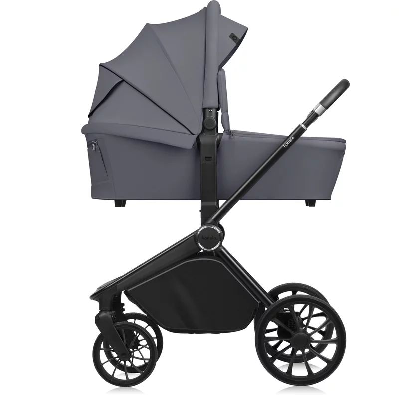 Carucior 2 in 1, Lionelo, Mika Plus, Cadru din aluminiu, Cu landou intarit si salteluta moale, Reversibil, Cu sistem de ventilatie 3D, Cu accesorii, Pana la 22 kg, Conform cu EN1888-1 EN1888-2, EN1466, Gri