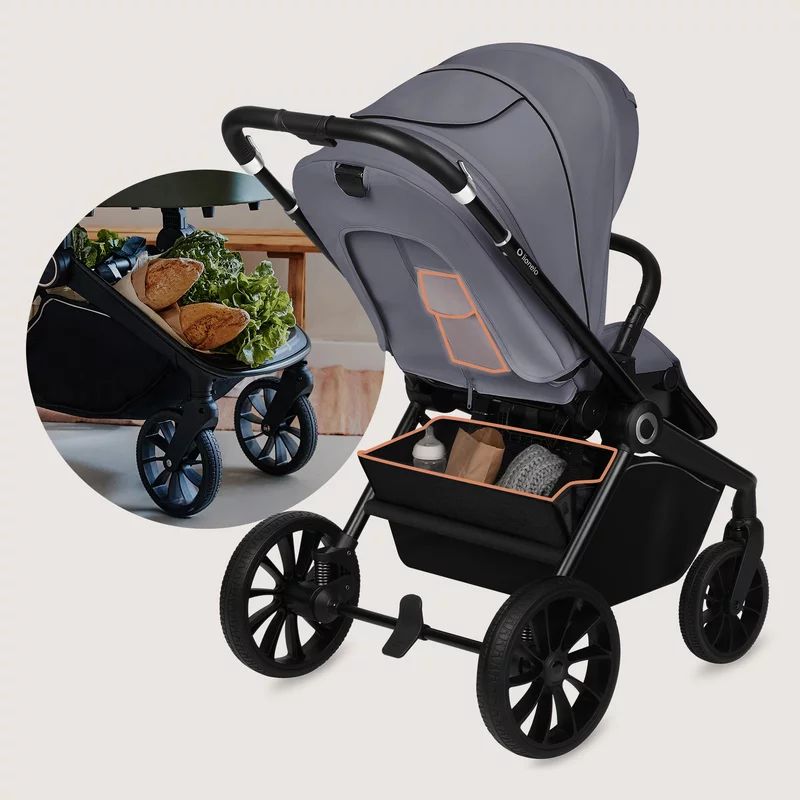Carucior 2 in 1, Lionelo, Mika Plus, Cadru din aluminiu, Cu landou intarit si salteluta moale, Reversibil, Cu sistem de ventilatie 3D, Cu accesorii, Pana la 22 kg, Conform cu EN1888-1 EN1888-2, EN1466, Gri