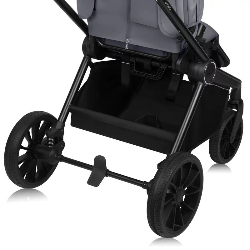 Carucior 2 in 1, Lionelo, Mika Plus, Cadru din aluminiu, Cu landou intarit si salteluta moale, Reversibil, Cu sistem de ventilatie 3D, Cu accesorii, Pana la 22 kg, Conform cu EN1888-1 EN1888-2, EN1466, Gri