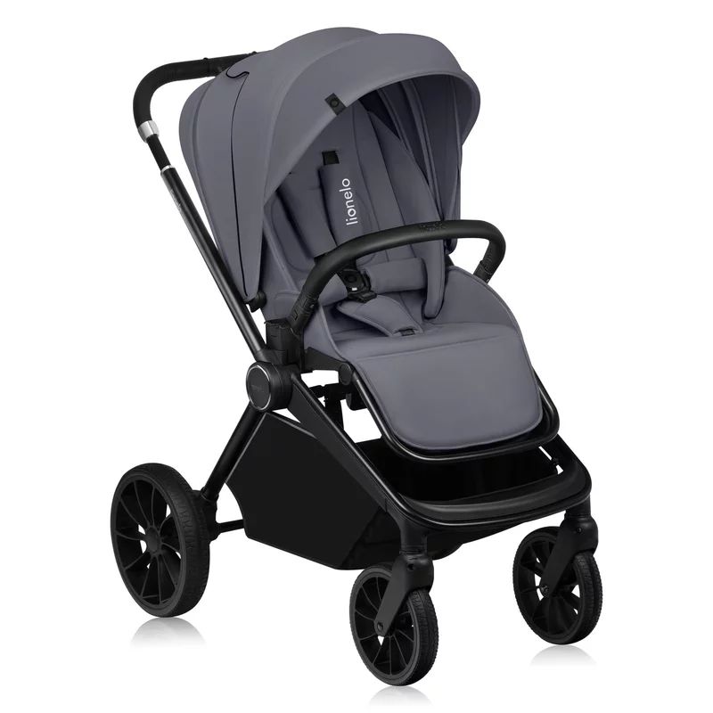 Carucior 2 in 1, Lionelo, Mika Plus, Cadru din aluminiu, Cu landou intarit si salteluta moale, Reversibil, Cu sistem de ventilatie 3D, Cu accesorii, Pana la 22 kg, Conform cu EN1888-1 EN1888-2, EN1466, Gri