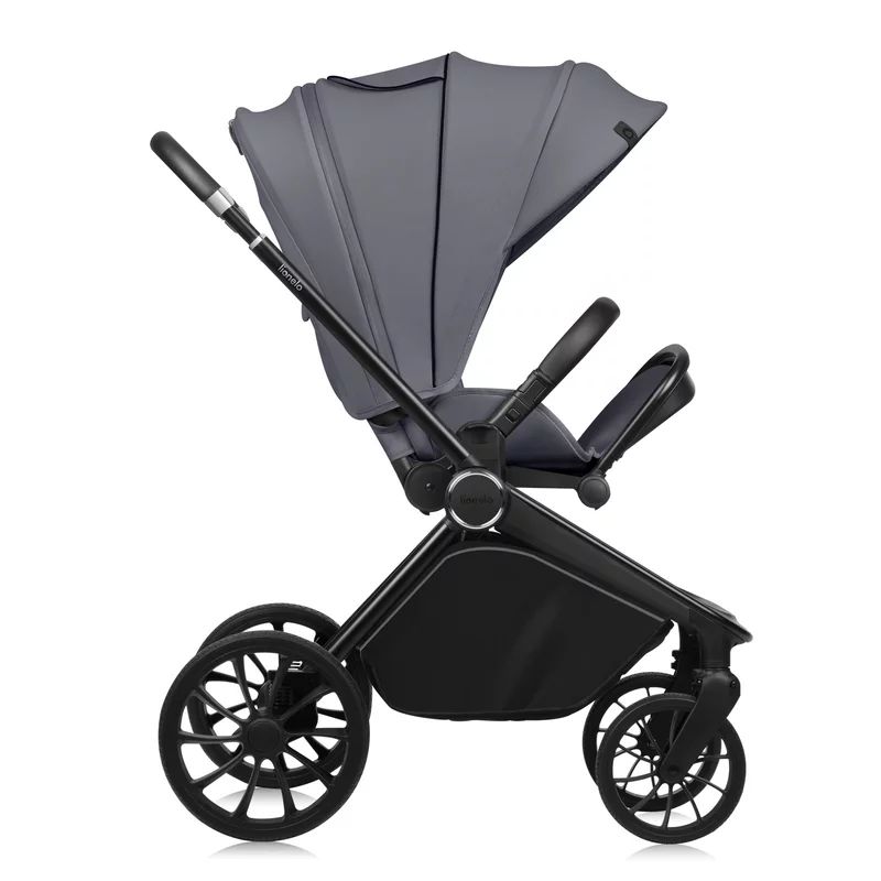 Carucior 2 in 1, Lionelo, Mika Plus, Cadru din aluminiu, Cu landou intarit si salteluta moale, Reversibil, Cu sistem de ventilatie 3D, Cu accesorii, Pana la 22 kg, Conform cu EN1888-1 EN1888-2, EN1466, Gri