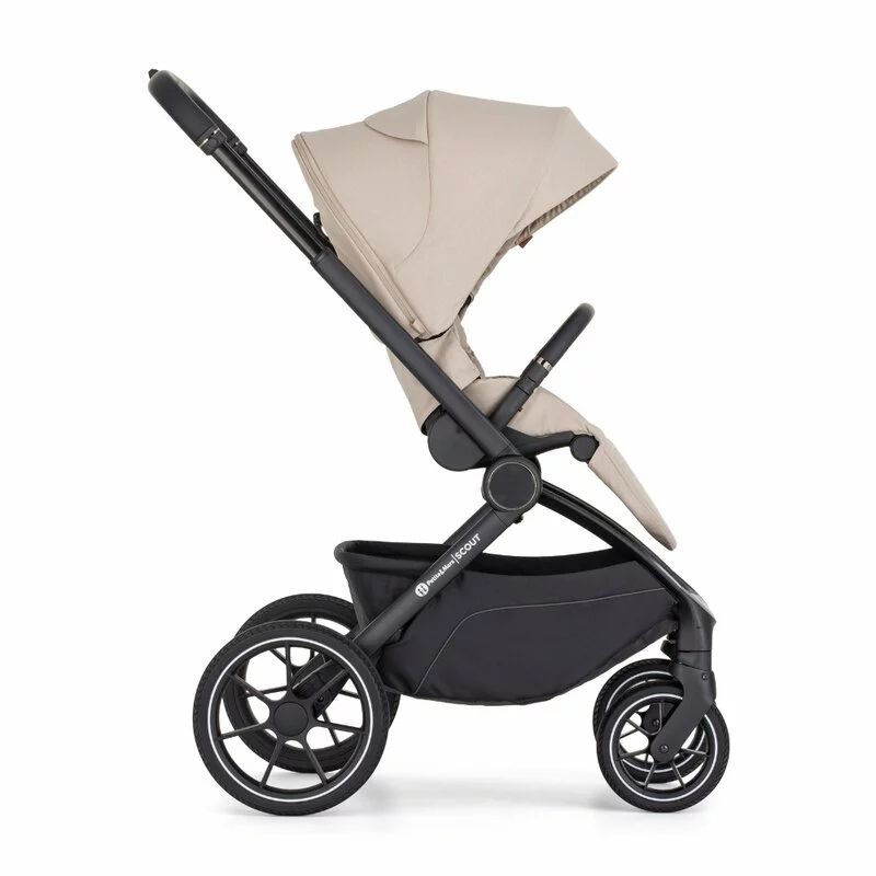 Carucior 2 in 1, Petite&Mars, Scout, Cu landou pliabil, Reversibil, Spatar si suport de picioare reglabile in 3 pozitii, Maner ajustabil, Cu accesorii, Pana la 22 kg, 0 luni+, Gri