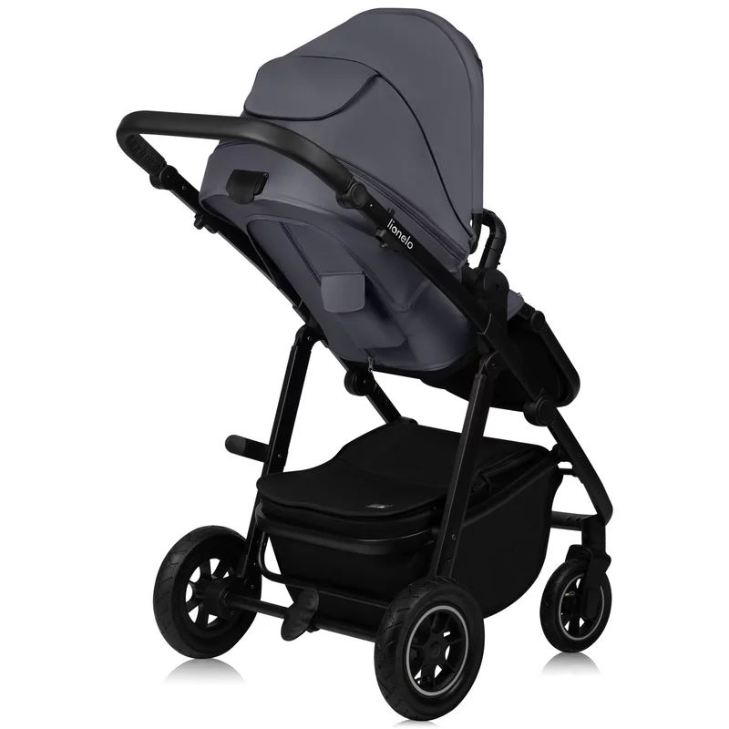 Carucior 3 in 1, Lionelo, Amber Plus, Cadru aluminiu, Cu landou intarit si salteluta moale, Cu scoica auto testata ADAC, Reversibil, Maner ajustabil, Cu accesorii, Cu ventilatie panoramica 3D, Pana la 22 kg, EN1888-1, EN1888-2, EN1466, ECE R129, Gri