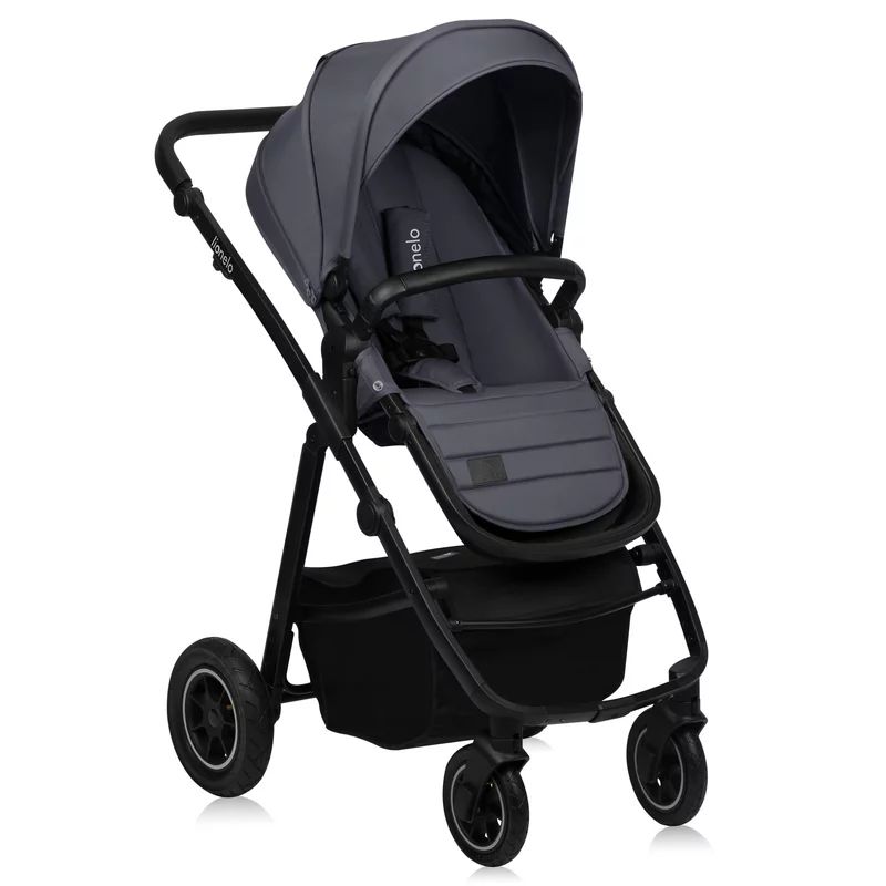 Carucior 3 in 1, Lionelo, Amber Plus, Cadru aluminiu, Cu landou intarit si salteluta moale, Cu scoica auto testata ADAC, Reversibil, Maner ajustabil, Cu accesorii, Cu ventilatie panoramica 3D, Pana la 22 kg, EN1888-1, EN1888-2, EN1466, ECE R129, Gri