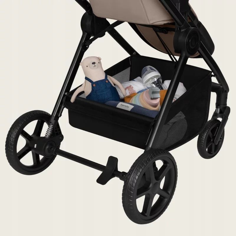 Carucior 3 in 1, Lionelo, Greet, Pana la 15 kg, Cadru aluminiu, Cu landou si salteluta moale, Cu scoica auto, Reversibil, Cu accesorii, Maner, suport pentru picioare, spatar reglabile, Bej
