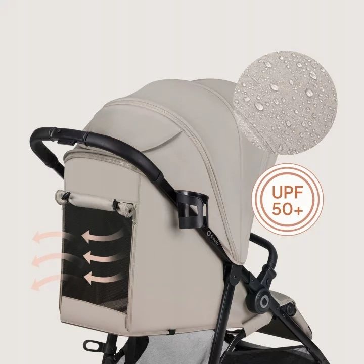 Carucior sport, Lionelo, Emerald, Pliere cu o mana, Copertina XXL UPF50+, Spatar reglabil, Suspensie completa, Roti EVA, 6- 48 luni, Pana la 22 kg, Bej