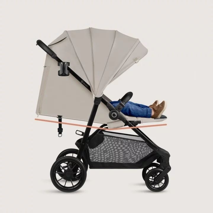 Carucior sport, Lionelo, Emerald, Pliere cu o mana, Copertina XXL UPF50+, Spatar reglabil, Suspensie completa, Roti EVA, 6- 48 luni, Pana la 22 kg, Bej