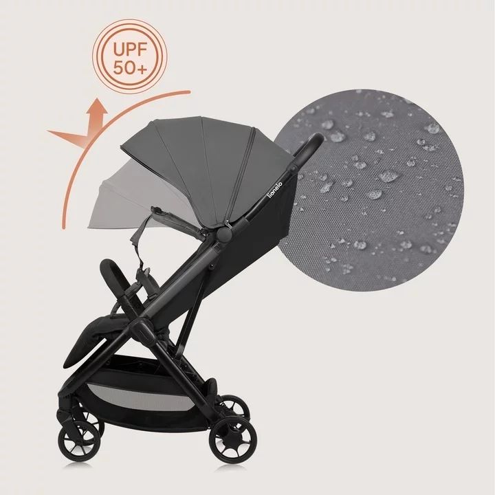 Carucior sport, Lionelo, Julie Air, Greutate redusa - 7.5 kg, Sustine 22 kg, 6 luni+, Capotina impermeabila, Protectie SPF 50+, Include suport sticla, Pliere compacta pentru calatorii, Conform cu EN1888-1 si EN1888-2, Gri