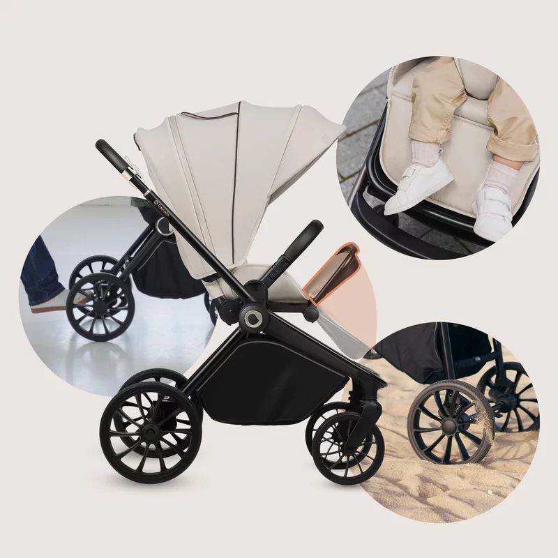 Carucior sport, Lionelo, Mika Plus, Cadru din aluminiu, Copertina XXL, Spatar reglabil in 3 pozitii, Cu accesorii, Pana la 22 kg, 6-48 luni; EN1888-1, EN1888-2 EN1466, Bej