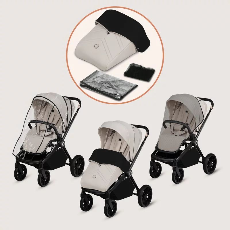 Carucior sport, Lionelo, Mika Plus, Cadru din aluminiu, Copertina XXL, Spatar reglabil in 3 pozitii, Cu accesorii, Pana la 22 kg, 6-48 luni; EN1888-1, EN1888-2 EN1466, Bej