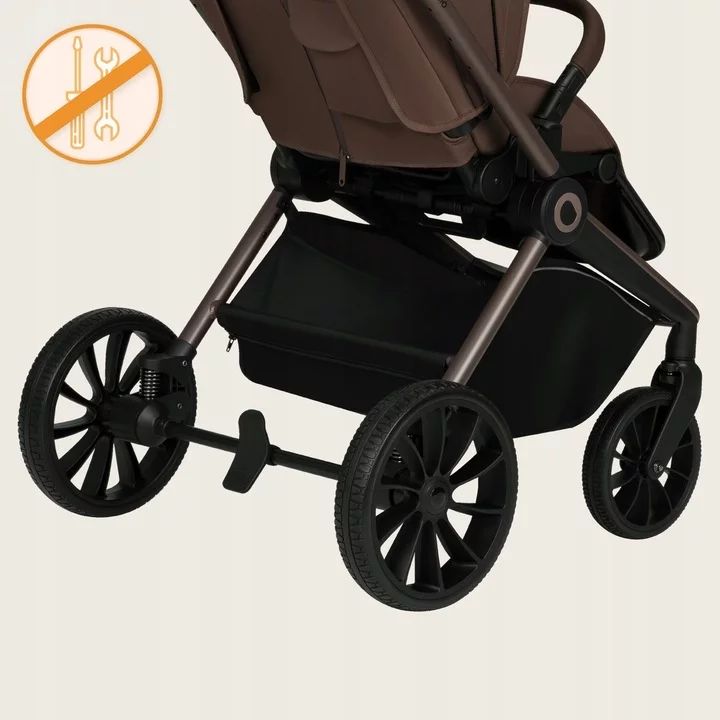 Carucior sport, Lionelo, Mika Plus, Cadru din aluminiu, Copertina XXL, Spatar reglabil in 3 pozitii, Cu accesorii, Pana la 22 kg, 6-48 luni; EN1888-1, EN1888-2 EN1466, Mocha Mousse