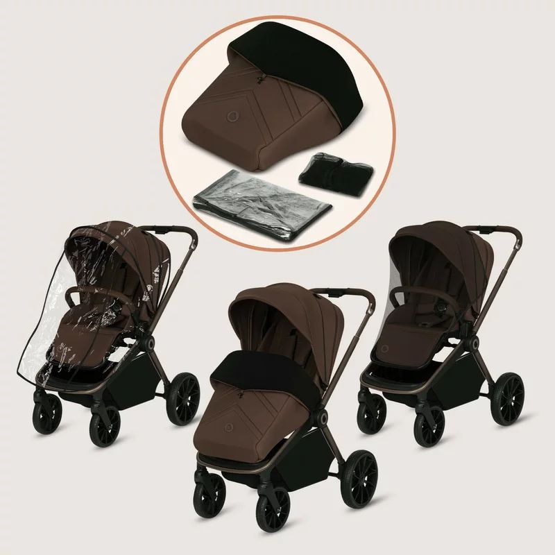 Carucior sport, Lionelo, Mika Plus, Cadru din aluminiu, Copertina XXL, Spatar reglabil in 3 pozitii, Cu accesorii, Pana la 22 kg, 6-48 luni; EN1888-1, EN1888-2 EN1466, Mocha Mousse