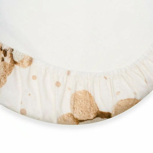 Cearceaf cu elastic, New Baby, Pentru landou, Din Bumbac certificat Oeko-Tex 100, 35 x 75 cm, 0 luni+, Teddy Bear Beige
