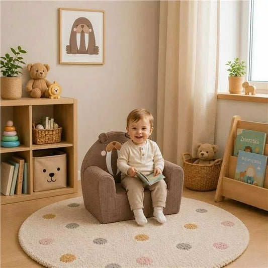 Fotoliu din burete, New Baby, Pentru copii, Din tesatura de catifea reiata, Cu husa detasabila, Materiale certificate Oeko Tex Standard 100, Morsa