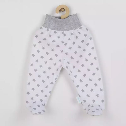 Pantalonasi, New Baby, Cu botosei, Marime 56, Din bumbac 100%, Classic II Grey with stars