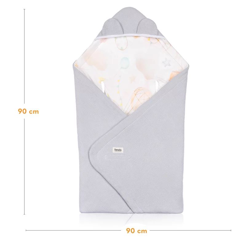 Paturica de infasat, Lionelo, Pentru scoica auto, carucior si landou, Cu multiple utilizari, Cu inchidere arici velcro, Dimensiune 90x90 cm, Din bumbac, TOG 2.5, 12-18 luni, Albastru
