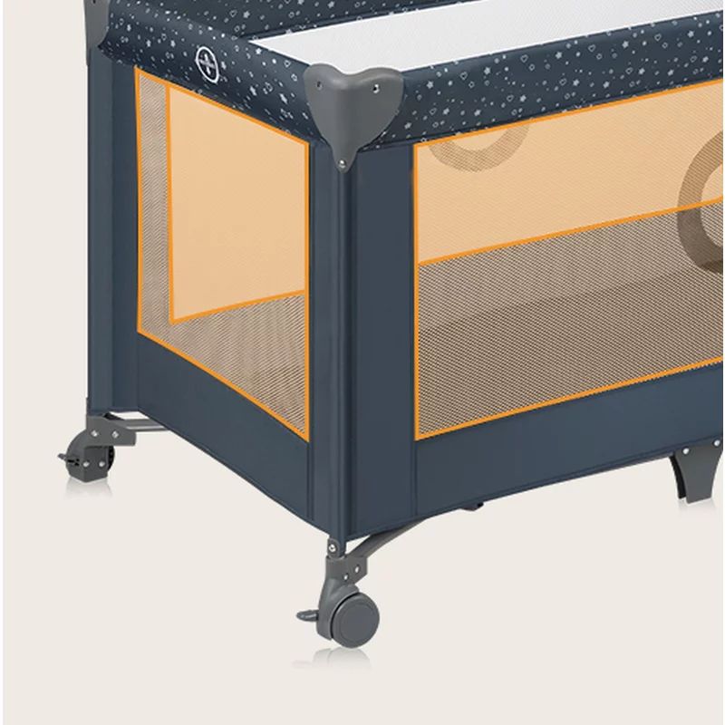 Patut pliant, Lionelo, Stefi, Cu un nivel, Cu intrare laterala cu fermoar, 2 roti, 120x60 cm, Conform cu standardul european de securitate EN 716, Albastru