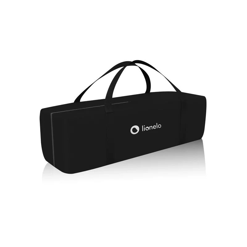 Patut pliant, Lionelo, Stefi, Cu un nivel, Cu intrare laterala cu fermoar, 2 roti, 120x60 cm, Conform cu standardul european de securitate EN 716, Negru
