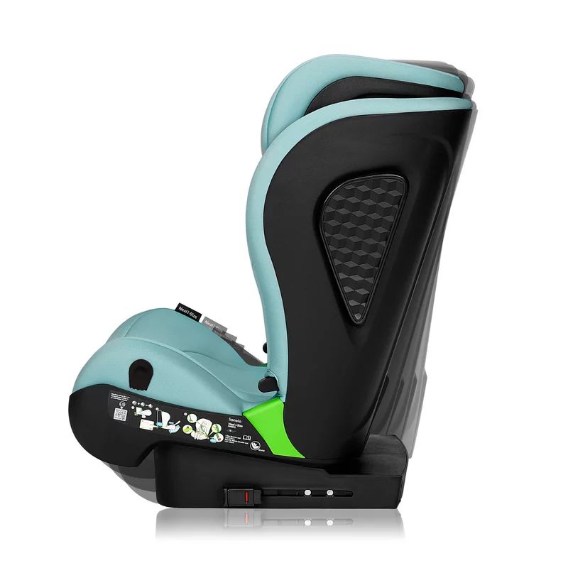 Scaun auto i-Size, Lionelo, Neal, Spatar reglabil in 4 pozitii, Tetiera in 10 pozitii, Suport sticla inclus, 15-36 Kg, 100-150 cm, Cu Isofix, Conform ECE R129, Verde Turquoise