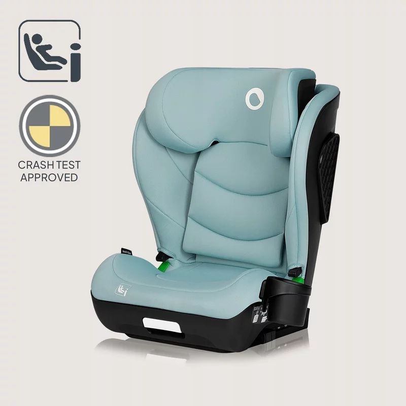 Scaun auto i-Size, Lionelo, Neal, Spatar reglabil in 4 pozitii, Tetiera in 10 pozitii, Suport sticla inclus, 15-36 Kg, 100-150 cm, Cu Isofix, Conform ECE R129, Verde Turquoise