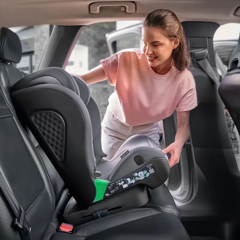 Scaun auto i-Size, Lionelo, Neal, Spatar reglabil in 4 pozitii, Tetiera in 10 pozitii, Suport sticla inclus, 15-36 Kg, 100-150 cm, Cu Isofix, Conform ECE R129, Verde Turquoise
