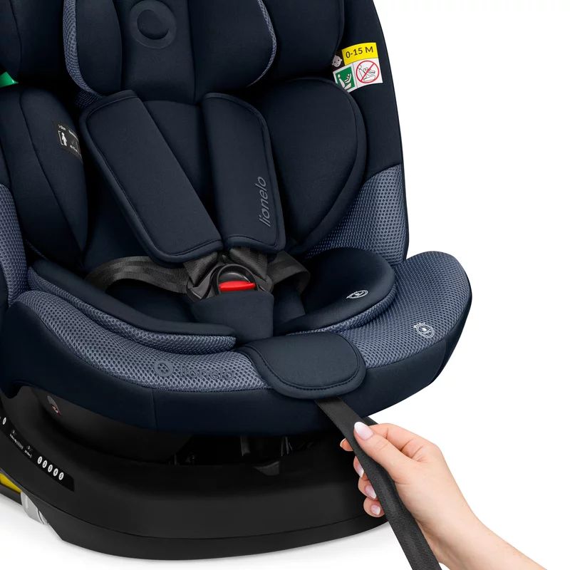 Scaun auto, Lionelo, Bastiaan Plus i-Size, 4 in 1, Protectie laterala, Cu spatar inclinabil in 6 pozitii, Cu tetiera reglabila in 12 pozitii, Rotire 360 grade, Top Tether, 0-36 Kg, 40-150 cm, Cu Isofix, Conform cu R129/04, Navy Blue