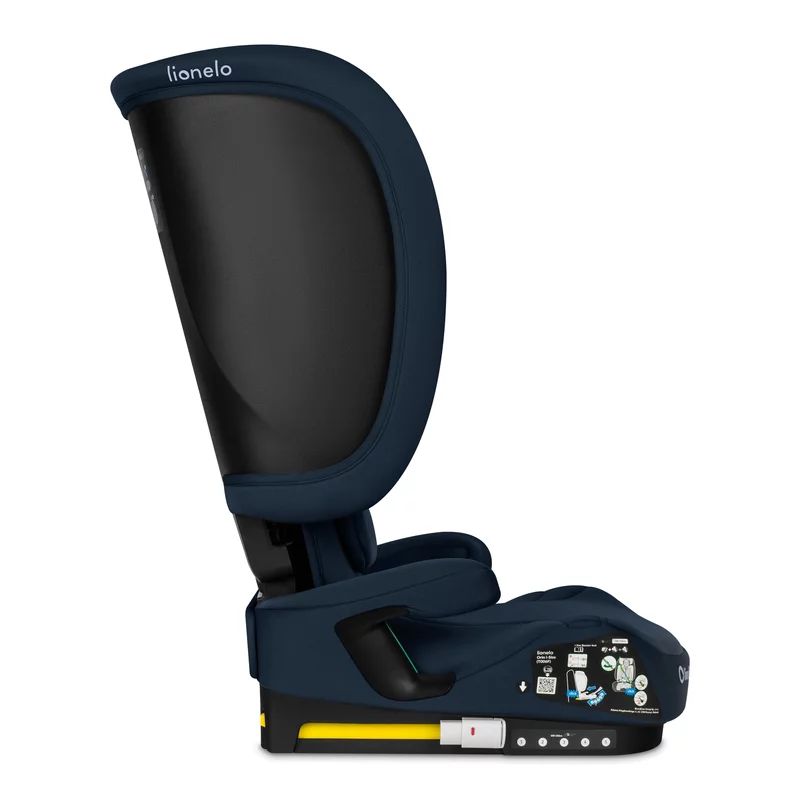 Scaun auto pliabil, Lionelo, Orin, i-Size, 100-150 cm, Tetiera reglabila in 14 pozitii, Spatar in 4 pozitii, Isofix+Top Tether, Sezut ergonomic, Husa transport, Suport sticla, Albastru