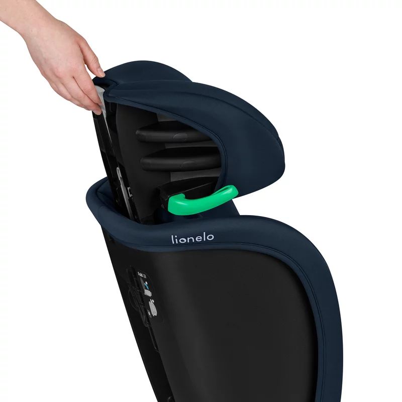 Scaun auto pliabil, Lionelo, Orin, i-Size, 100-150 cm, Tetiera reglabila in 14 pozitii, Spatar in 4 pozitii, Isofix+Top Tether, Sezut ergonomic, Husa transport, Suport sticla, Albastru