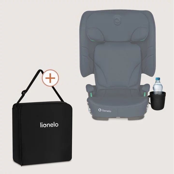 Scaun auto pliabil, Lionelo, Orin, i-Size, 100-150 cm, Tetiera reglabila in 14 pozitii, Spatar in 4 pozitii, Isofix+Top Tether, Sezut ergonomic, Husa transport, Suport sticla, Albastru