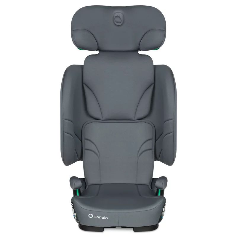 Scaun auto pliabil, Lionelo, Orin, i-Size, 100-150 cm, Tetiera reglabila in 14 pozitii, Spatar in 4 pozitii, Isofix+Top Tether, Sezut ergonomic, Husa transport, Suport sticla, Gri Grafit