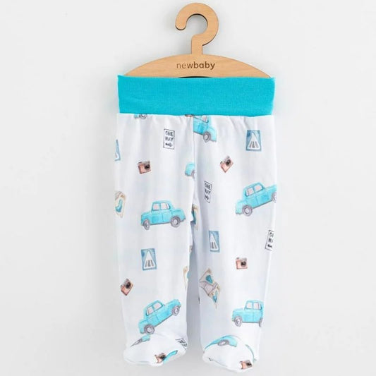 Set 3 piese, New Baby, Classic II, Include 3 perechi de pantalonasi cu botosei, Marime 62, Din bumbac 100%, Blue