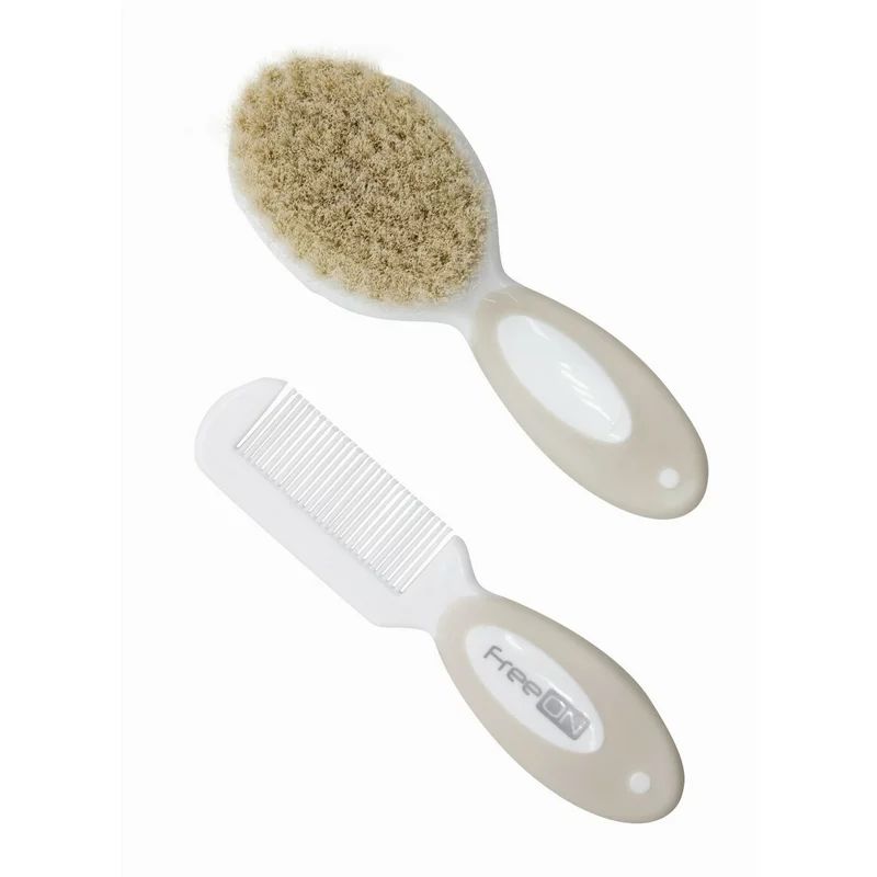 Set perie si pieptene, FreeON, Din peri naturali, 0 luni+, White