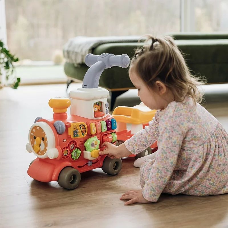 Antemergator 5 in 1 Magic Train, Free2Move, Cu diverse activitati de joaca, Panou Educational, Efecte sonore si luminoase, Pink