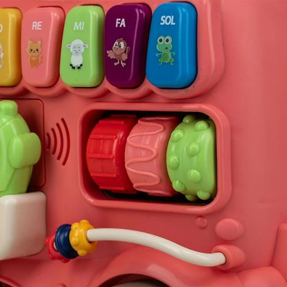 Antemergator 5 in 1 Magic Train, Free2Move, Cu diverse activitati de joaca, Panou Educational, Efecte sonore si luminoase, Pink