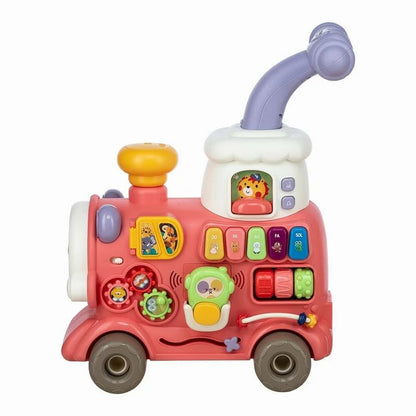 Antemergator 5 in 1 Magic Train, Free2Move, Cu diverse activitati de joaca, Panou Educational, Efecte sonore si luminoase, Pink