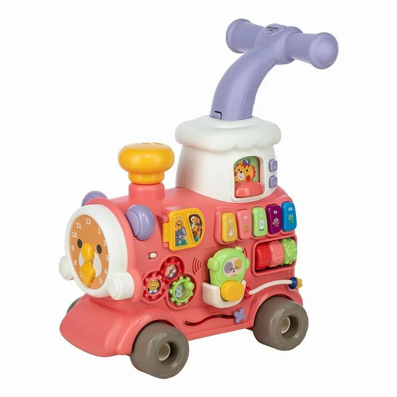 Antemergator 5 in 1 Magic Train, Free2Move, Cu diverse activitati de joaca, Panou Educational, Efecte sonore si luminoase, Pink