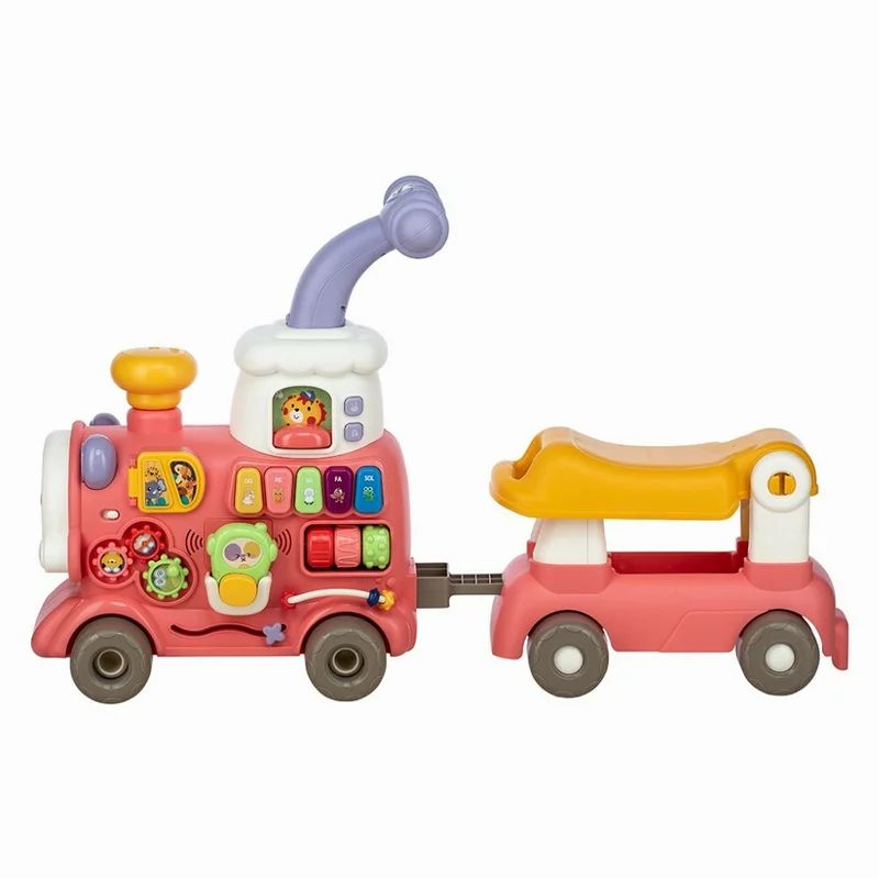 Antemergator 5 in 1 Magic Train, Free2Move, Cu diverse activitati de joaca, Panou Educational, Efecte sonore si luminoase, Pink