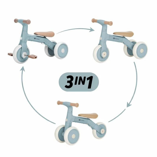 Bicicleta/tricicleta, Petite&Mars, 3 in 1, Multifunctionala, Cu/fara pedale, Ghidon directionabil, Sa reglabila pe inaltime, 2.3 kg, Pana la 25 kg, 12-36 luni, Albastru