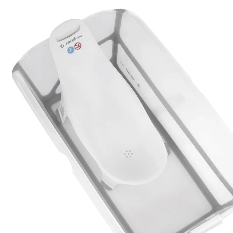 Cadita de baie cu pliere ultra-compacta, Jane, Oasis, Cu doua manere, 68 x 42 x 26 cm, Conform cu standardul european de siguranta EN 17072:2018, White
