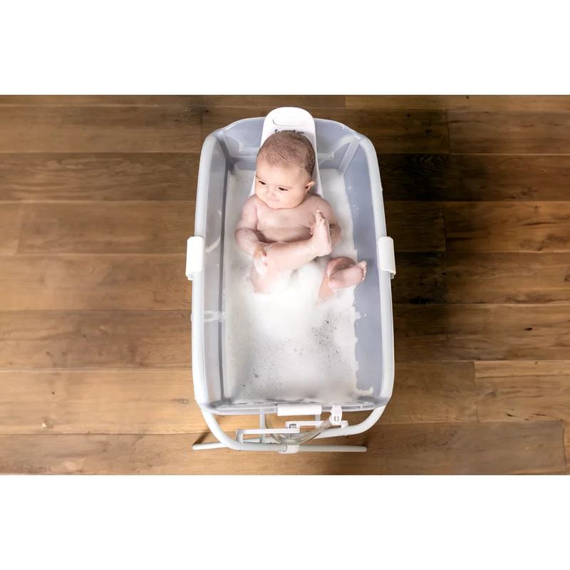 Cadita de baie cu pliere ultra-compacta, Jane, Oasis, Cu doua manere, 68 x 42 x 26 cm, Conform cu standardul european de siguranta EN 17072:2018, White
