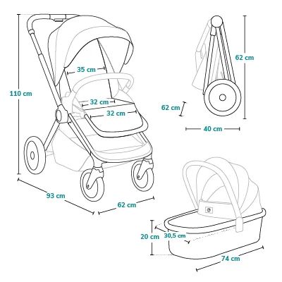 Carucior 2 in 1, Lionelo, Mika Plus, Cadru din aluminiu, Cu landou intarit si salteluta moale, Reversibil, Cu sistem de ventilatie 3D, Cu accesorii, Pana la 22 kg, Conform cu EN1888-1 EN1888-2, EN1466, Negru