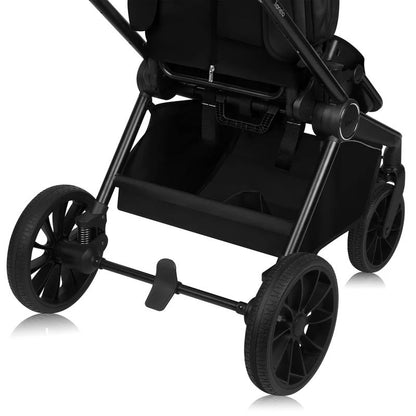Carucior 2 in 1, Lionelo, Mika Plus, Cadru din aluminiu, Cu landou intarit si salteluta moale, Reversibil, Cu sistem de ventilatie 3D, Cu accesorii, Pana la 22 kg, Conform cu EN1888-1 EN1888-2, EN1466, Negru