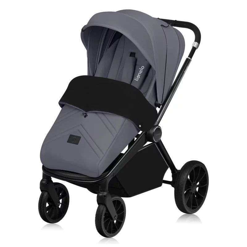 Carucior 2 in 1, Lionelo, Mika Plus, Cadru din aluminiu, Cu landou intarit si salteluta moale, Reversibil, Cu sistem de ventilatie 3D, Cu accesorii, Pana la 22 kg, Conform cu EN1888-1 EN1888-2, EN1466, Gri