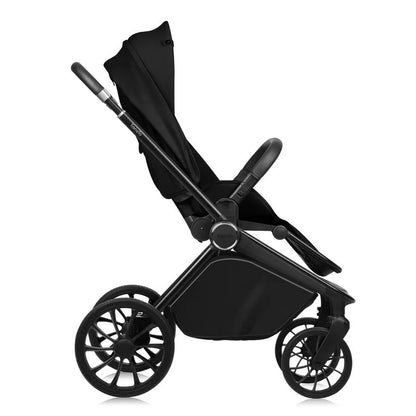 Carucior 2 in 1, Lionelo, Mika Plus, Cadru din aluminiu, Cu landou intarit si salteluta moale, Reversibil, Cu sistem de ventilatie 3D, Cu accesorii, Pana la 22 kg, Conform cu EN1888-1 EN1888-2, EN1466, Negru