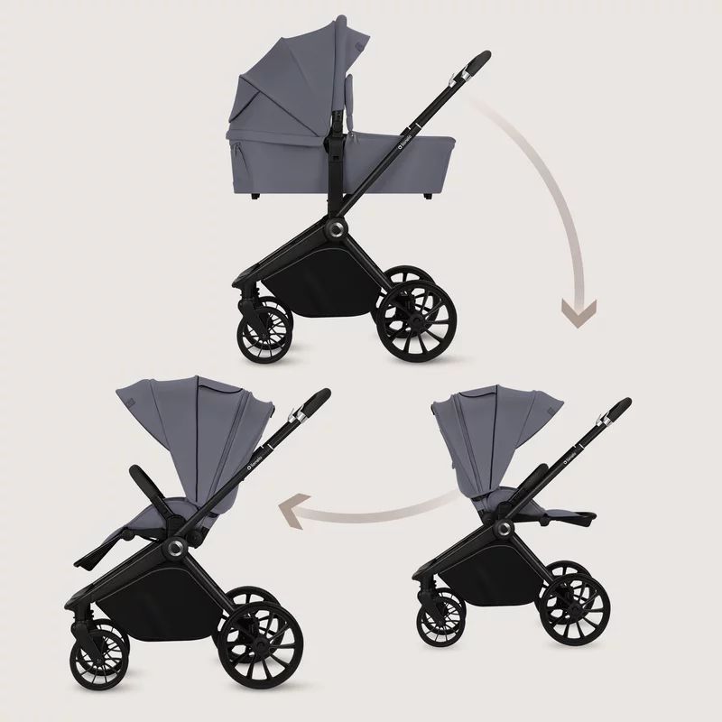 Carucior 2 in 1, Lionelo, Mika Plus, Cadru din aluminiu, Cu landou intarit si salteluta moale, Reversibil, Cu sistem de ventilatie 3D, Cu accesorii, Pana la 22 kg, Conform cu EN1888-1 EN1888-2, EN1466, Gri