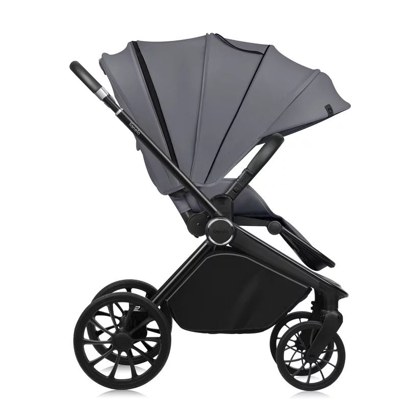 Carucior 2 in 1, Lionelo, Mika Plus, Cadru din aluminiu, Cu landou intarit si salteluta moale, Reversibil, Cu sistem de ventilatie 3D, Cu accesorii, Pana la 22 kg, Conform cu EN1888-1 EN1888-2, EN1466, Gri