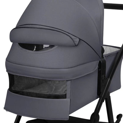 Carucior 3 in 1, Lionelo, Amber Plus, Cadru aluminiu, Cu landou intarit si salteluta moale, Cu scoica auto testata ADAC, Reversibil, Maner ajustabil, Cu accesorii, Cu ventilatie panoramica 3D, Pana la 22 kg, EN1888-1, EN1888-2, EN1466, ECE R129, Gri