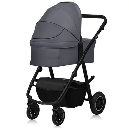Carucior 3 in 1, Lionelo, Amber Plus, Cadru aluminiu, Cu landou intarit si salteluta moale, Cu scoica auto testata ADAC, Reversibil, Maner ajustabil, Cu accesorii, Cu ventilatie panoramica 3D, Pana la 22 kg, EN1888-1, EN1888-2, EN1466, ECE R129, Gri